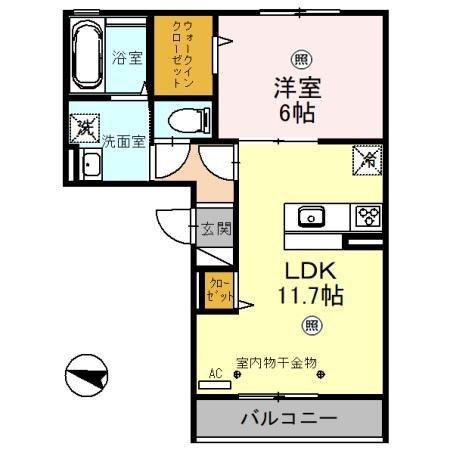 ホワイトハイツII(1LDK/3階)の間取り写真