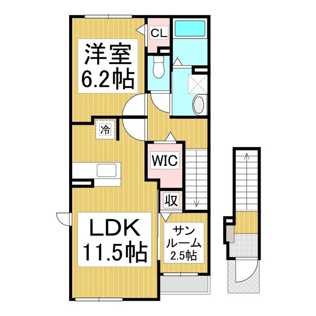 ロアール花岡(1LDK/2階)の間取り写真