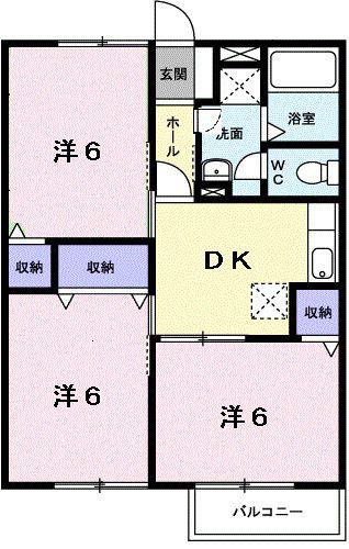サニーヒルC(3DK/2階)の間取り写真