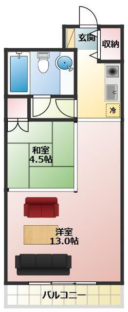 レックイン大磯(1LDK/3階)の間取り写真