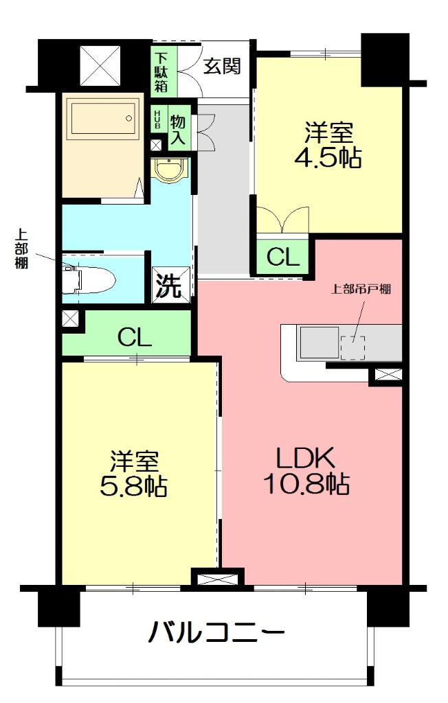 パノラマ南鴨宮(2LDK/3階)の間取り写真