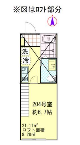 レジェンド駒沢(1K/2階)の間取り写真