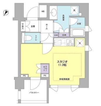 リヴェール赤坂(ワンルーム/6階)の間取り写真