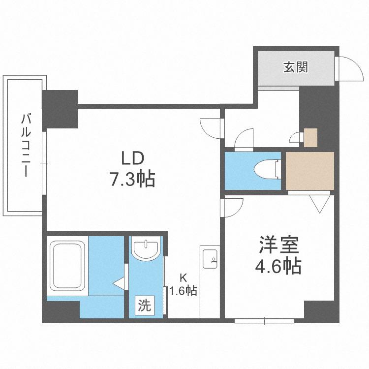 LEVANTE元町(1LDK/7階)の間取り写真