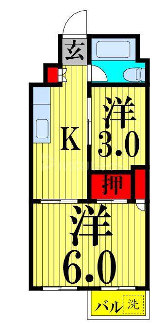 第一三京ビル(2K/4階)の間取り写真
