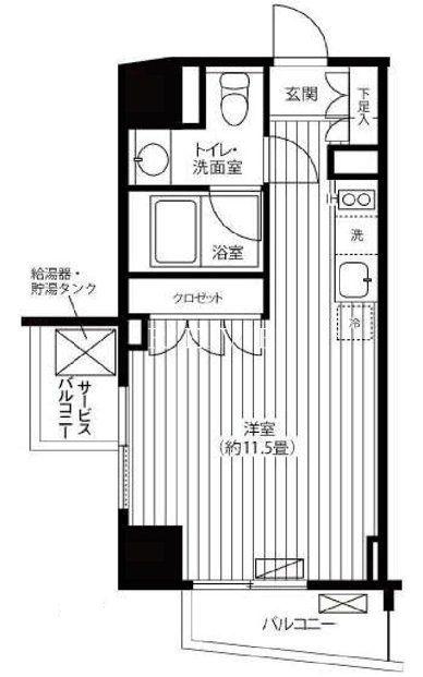 TI-HIGASHIAZABU(ワンルーム/6階)の間取り写真