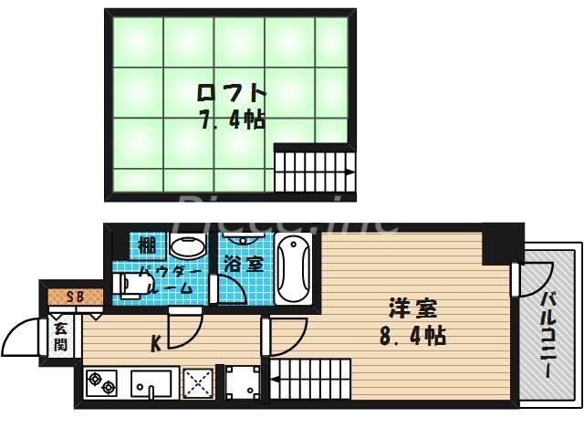 リセス大阪イースト(1LDK/3階)の間取り写真