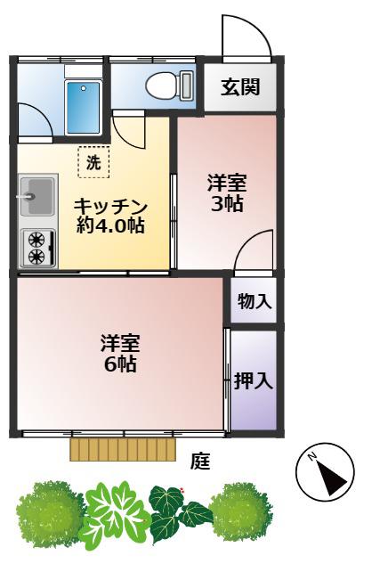 松山荘(1SK/1階)の間取り写真