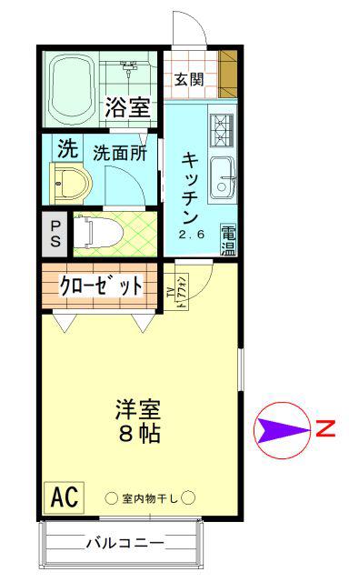 リヴェール(1K/2階)の間取り写真