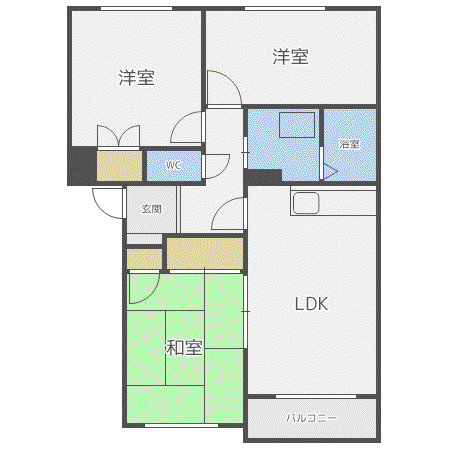ロイヤル麻生(3LDK/3階)の間取り写真