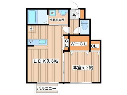 ディアコートA棟(1LDK/1階)の間取り写真