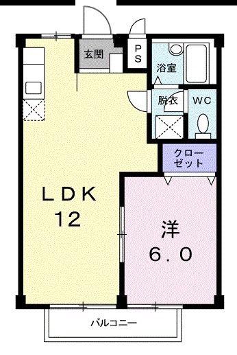 シティハイツ吉田(1LDK/2階)の間取り写真