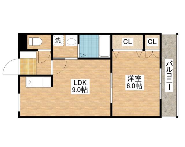 メープルタウン北野(1LDK/2階)の間取り写真
