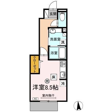 アデランテ(ワンルーム/1階)の間取り写真