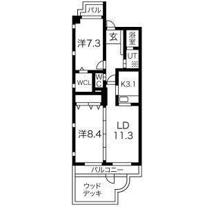 ディ アルタ クラッセ(2LDK/1階)の間取り写真