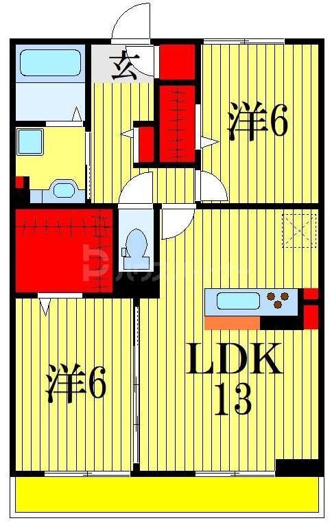 テラス市川高谷(2LDK/2階)の間取り写真