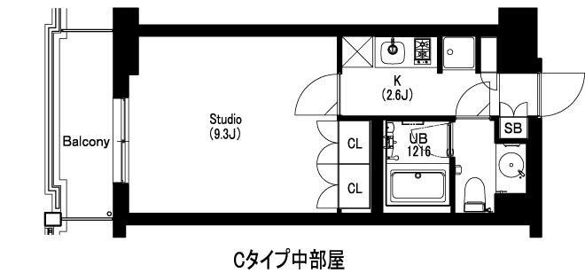 エスティメゾン武蔵小山II(1K/2階)の間取り写真