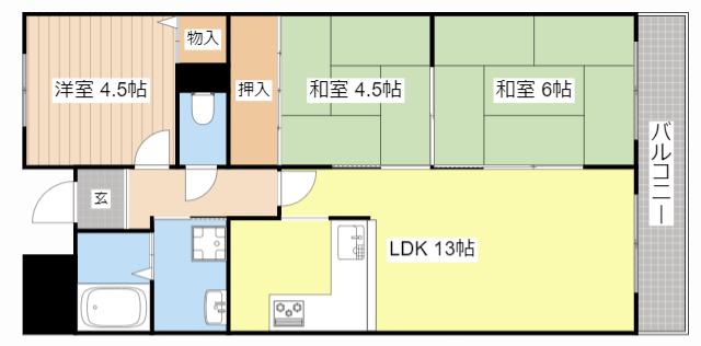 ふじとぴあ(3LDK/7階)の間取り写真