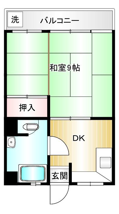 日吉第3コーポA棟(1DK/3階)の間取り写真