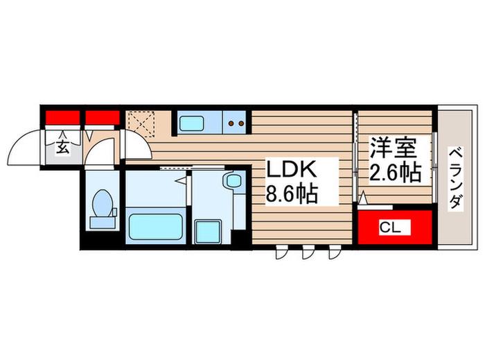 ジェンティーレ・トリヤマIII(1LDK/1階)の間取り写真