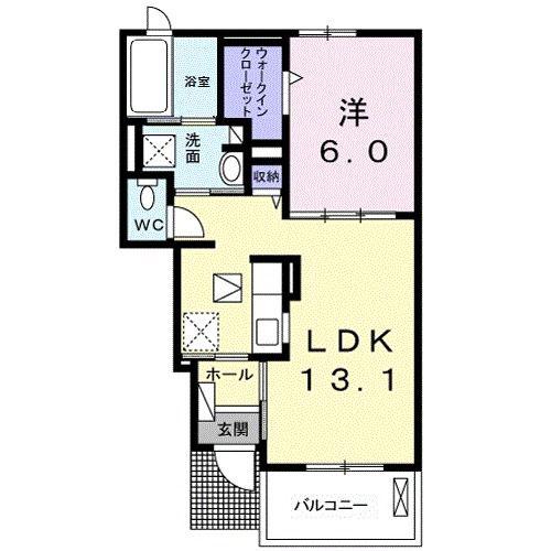オイコスオニロ田井(1LDK/1階)の間取り写真