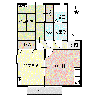 ブリーズ桧C棟(2DK/2階)の間取り写真