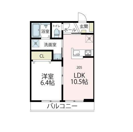 ブルーム武蔵中原(1LDK/2階)の間取り写真