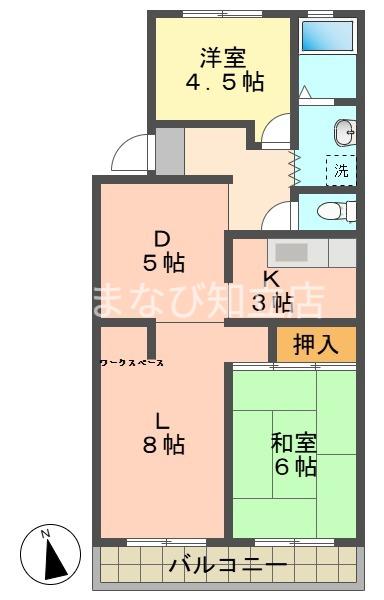 パークハイツ司(2LDK/1階)の間取り写真