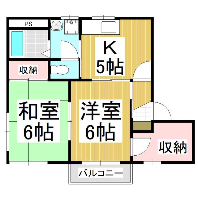 ディアス・中田B(2DK/1階)の間取り写真