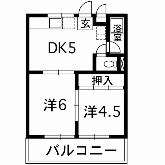 サンライズ島崎(2DK/2階)の間取り写真