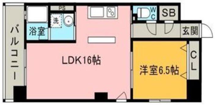 博多プレイス(1LDK/3階)の間取り写真