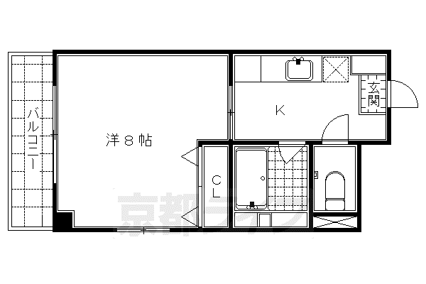 未麗七条大宮(1K/2階)の間取り写真