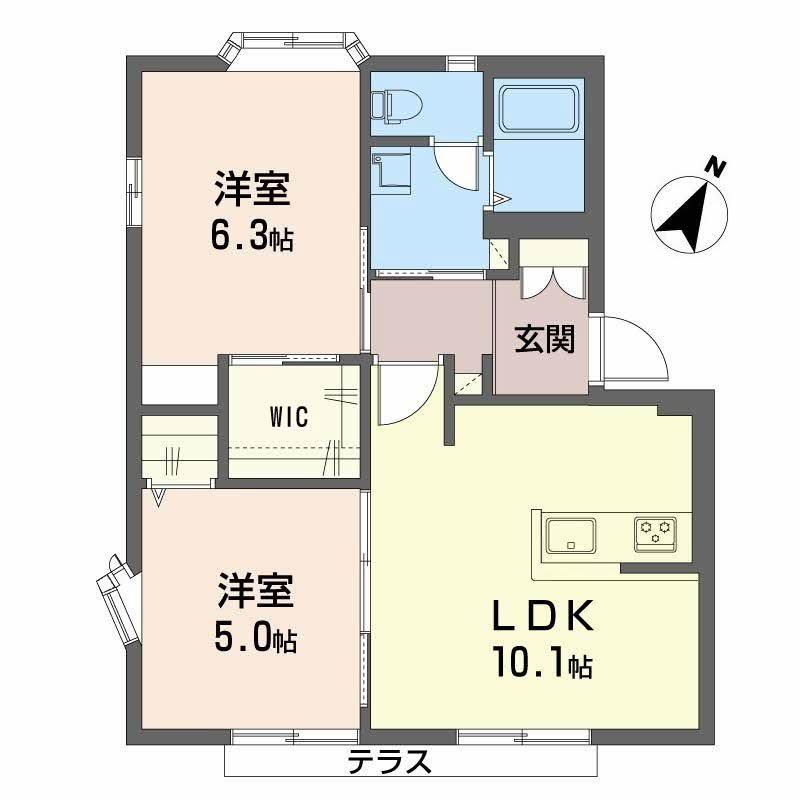 マルセイユ西町(2LDK/1階)の間取り写真