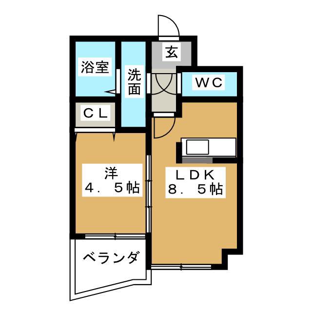ヘスティア(1LDK/2階)の間取り写真