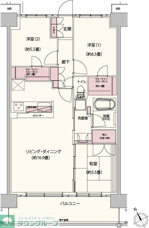 クレストフォルム柏サウスウイング(3LDK/6階)の間取り写真