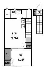 グランディール朽網(1LDK/2階)の間取り写真