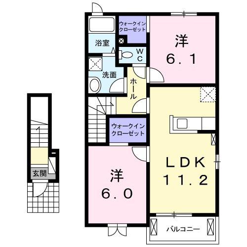 アンフィールド(2LDK/2階)の間取り写真