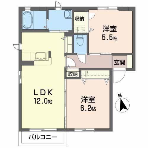 メゾンシルエーラ(2LDK/1階)の間取り写真
