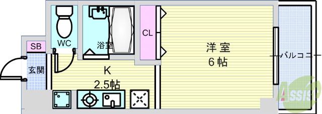 エミーナヒルズ(1K/4階)の間取り写真