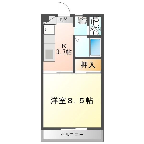 グリーンヒルズ(1K/1階)の間取り写真