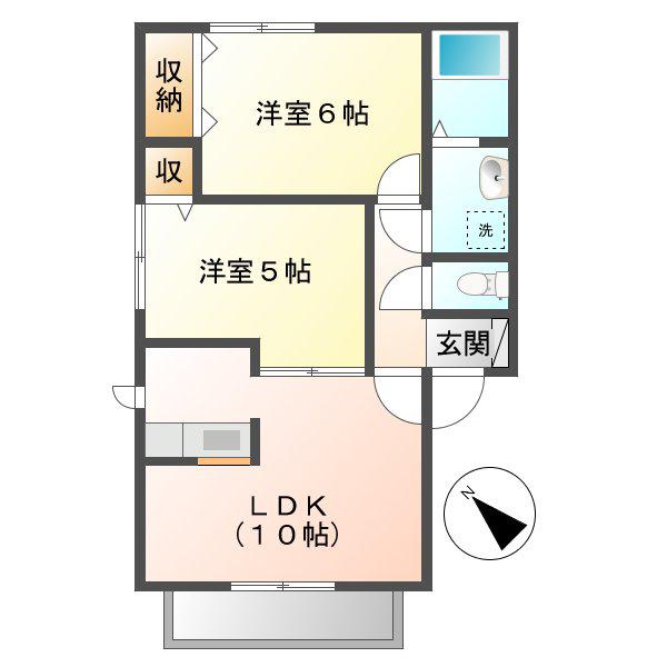 ベルリード連島B棟(2LDK/2階)の間取り写真
