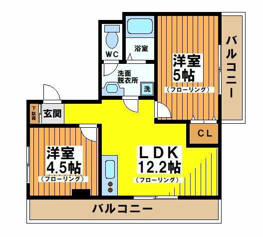 佐藤ビル(2LDK/3階)の間取り写真