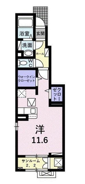 グラン ソレイユ(ワンルーム/1階)の間取り写真