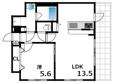 アーバネックス神戸六甲(1LDK/1階)の間取り写真