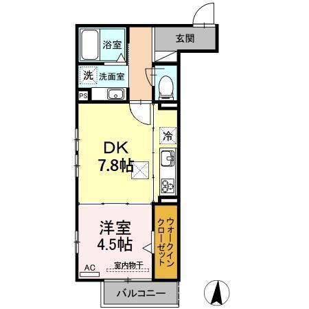 D-ROOM SASHIE(1DK/1階)の間取り写真