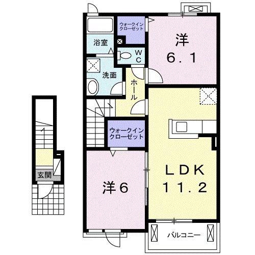 ドミールシャルマンIV(2LDK/2階)の間取り写真