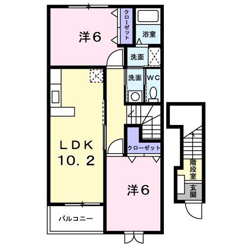 ミルトプラッツ(2LDK/2階)の間取り写真