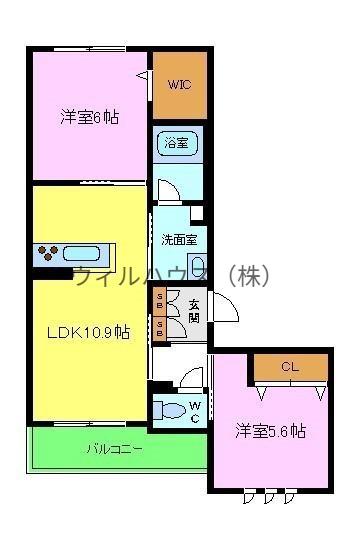 メゾングランシャリオ(2LDK/2階)の間取り写真