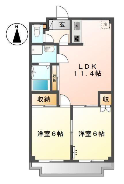 アメニティプレイス(2LDK/4階)の間取り写真