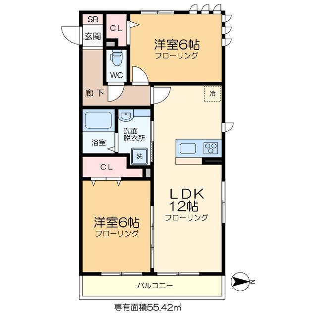 プランドール メゾン(2LDK/2階)の間取り写真